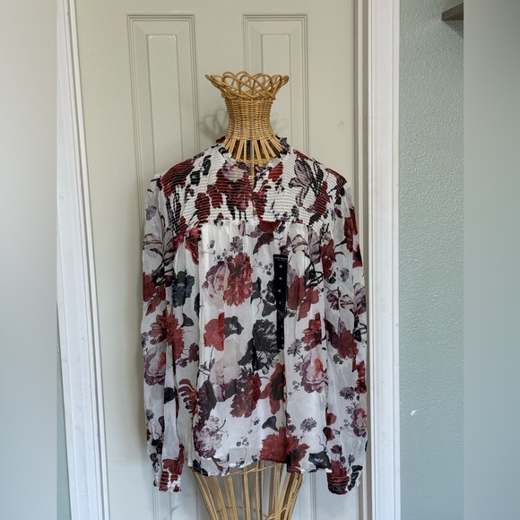 New with Tags Lucky Brand Women’s Medium Long Sleeve Floral Blouse - Picture 1 of 7